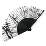 Silk Folding Fan Bamboo Black
