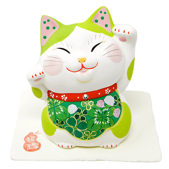 Cat Ornament Maneki Neko Hapiness Clover