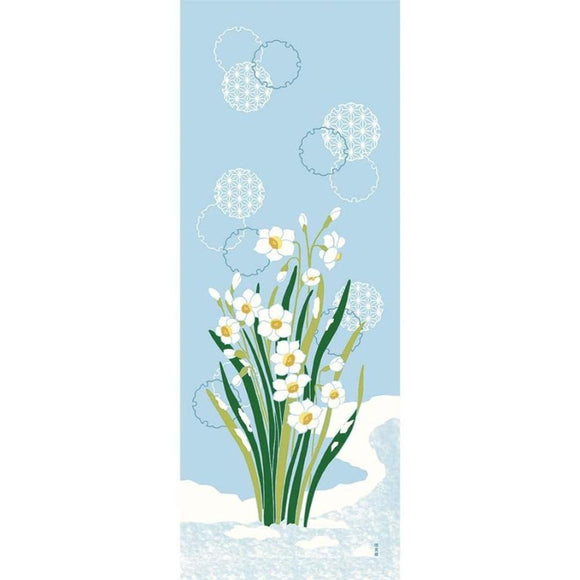 Tenugui Towel Hamamonyo Daffodil and Snowflake