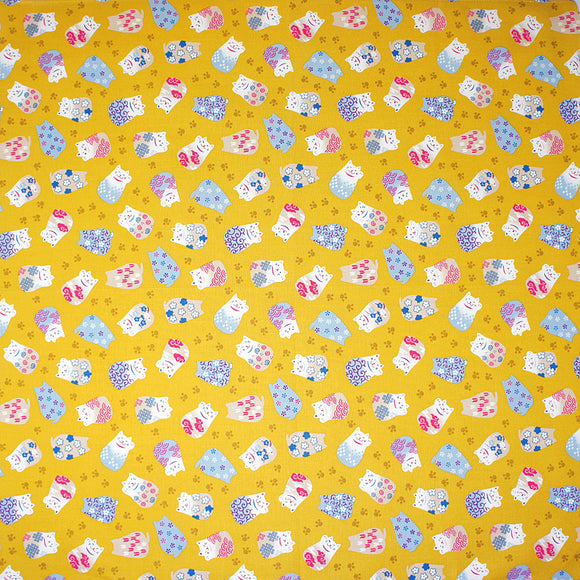 Cloth Colourful Maneki Neko Cat Yellow