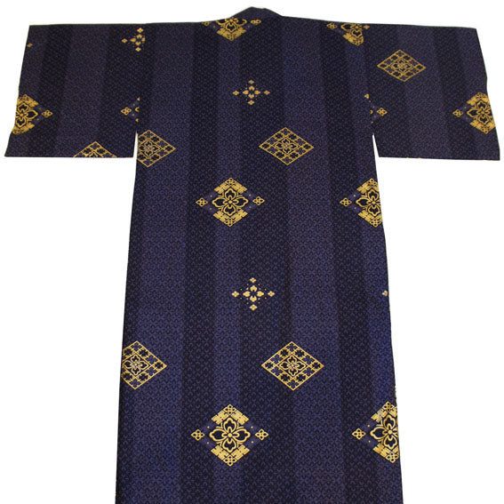 Yukata Robe for Men Gold Diamond Navy