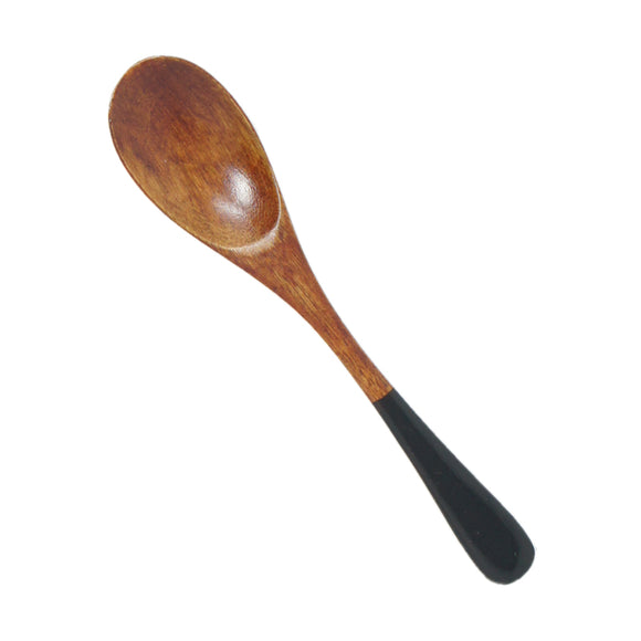 Wooden Spoon Aizukuround Bkack Handle 12.5cm