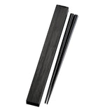 Chopstick Case and Chopsticks Square Mokume Black