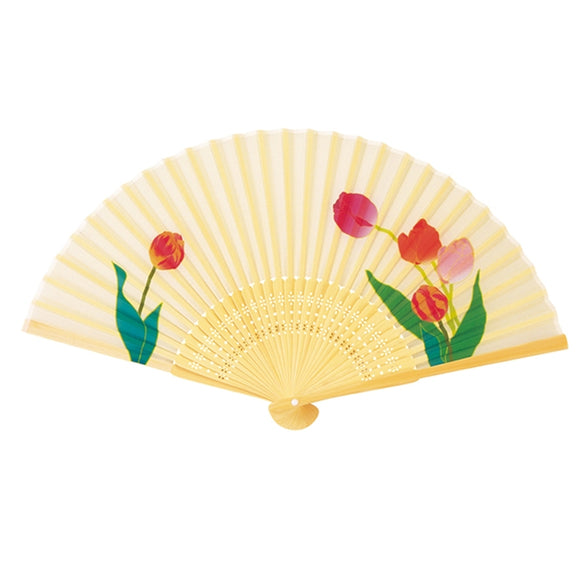 Silk Folding Fan Tulip
