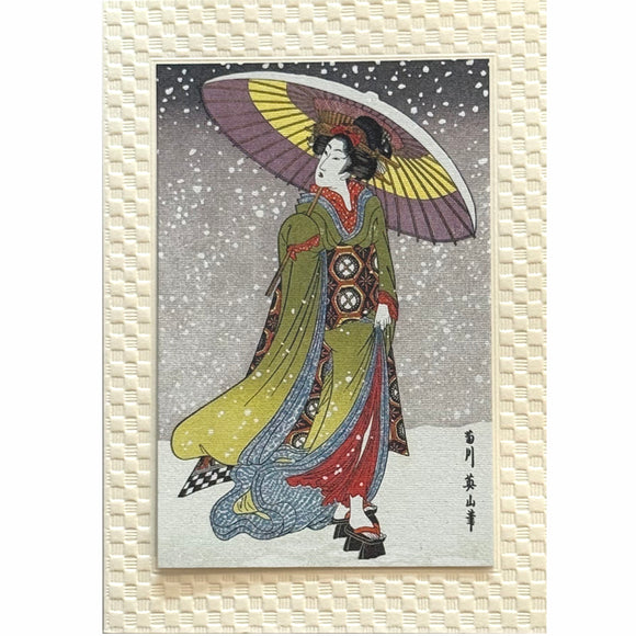 Greeting Card Bijin in Snow