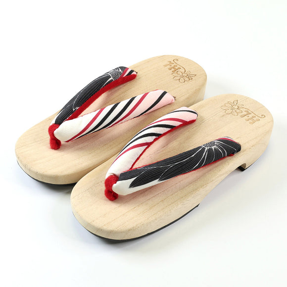 Geta Women Paulownia Red & Black Stripes 24cm