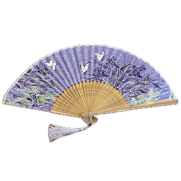 Silk Folding Fan Butterfly & Lily