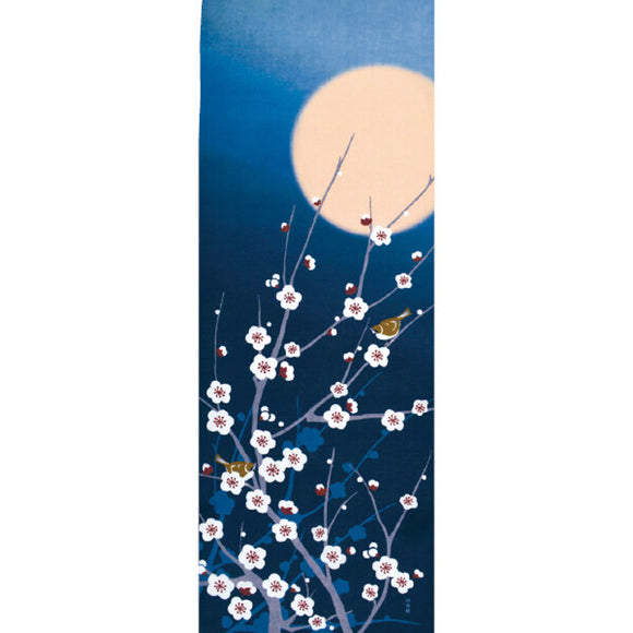 Tenugui Towel Hamamonyo Ume Suzume & Moon