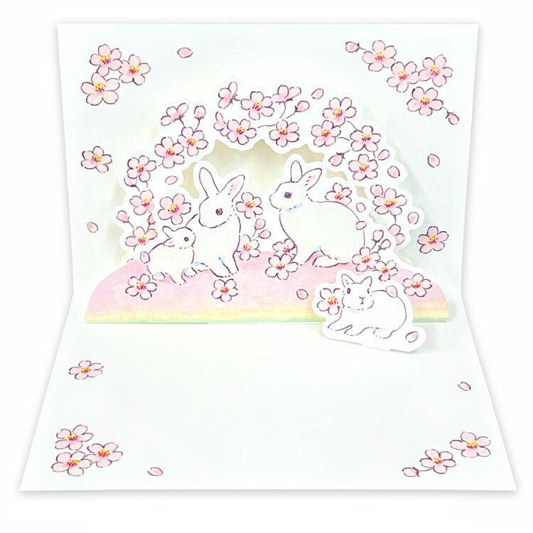 Pop-up Greeting Card Rabbit & Sakura – Murata