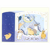 Pop-up Greeting Card Just For You Bunnies in Starry Sky