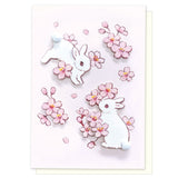 Greeting Card Spring Sakura & Bunnies