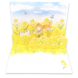 Pop-up Greeting Card Spring Shiba & Rape Blossoms