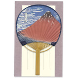 Greeting Card Uchiwa Fan Aka Fuji