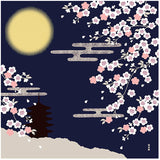 Cloth Hamamonyo Cherry Blossoms under the Moon