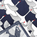 Furoshiki Hamamonyo Auspicious Crane Navy
