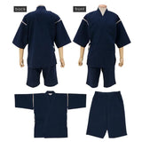 Jinbei for Men Kurume Kasuri Cotton 100% Navy Blue