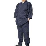 Summer Samue for Men Oumi Chijimi Navy Cotton85% Linen15% XL