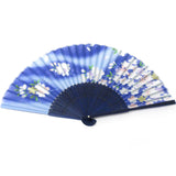 Silk Folding Fan Sakura Blue