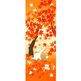 Tenugui Towel Autumn Leaves and Cat