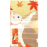 Tenugui Towel Autumn Leaves and Cat