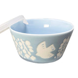 Bowl with Lid Bird Aqua Small