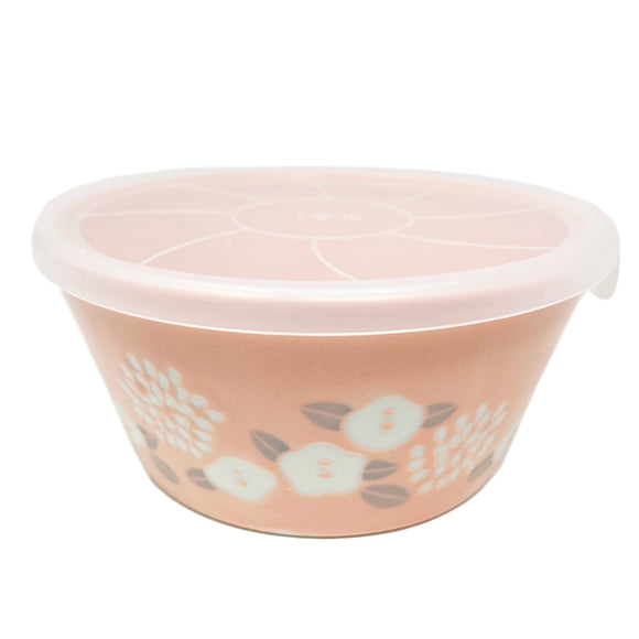 Bowl with Lid Tsubaki Camellia Pink Medium