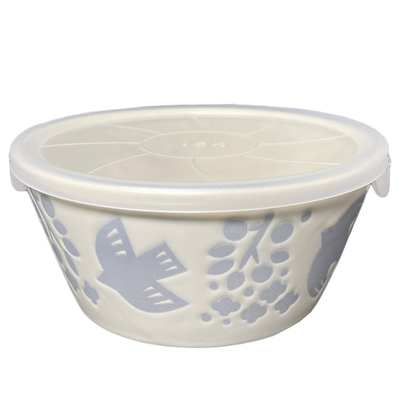 Bowl with Lid Bird White Medium