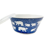 Bowl with Lid White Bear Navy Medium