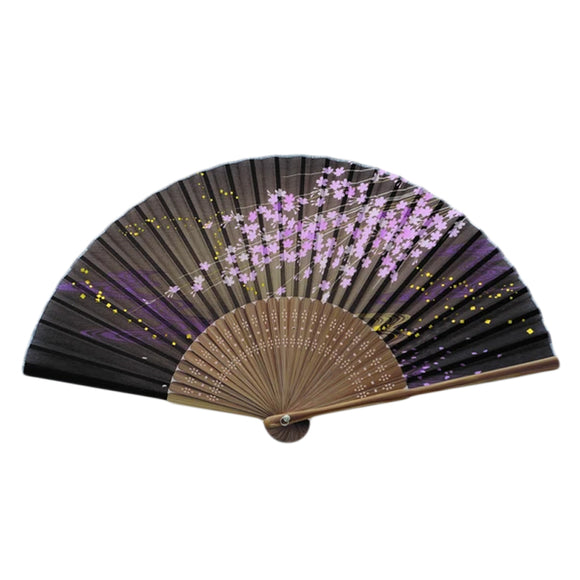 Silk Folding Fan Ryusui Sakura Purple