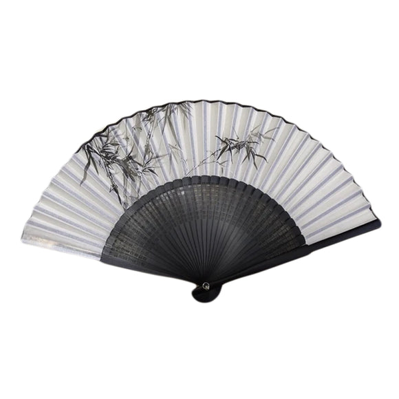 Silk Folding Fan Bamboo Silver