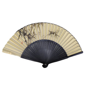 Silk Folding Fan Bamboo Gold