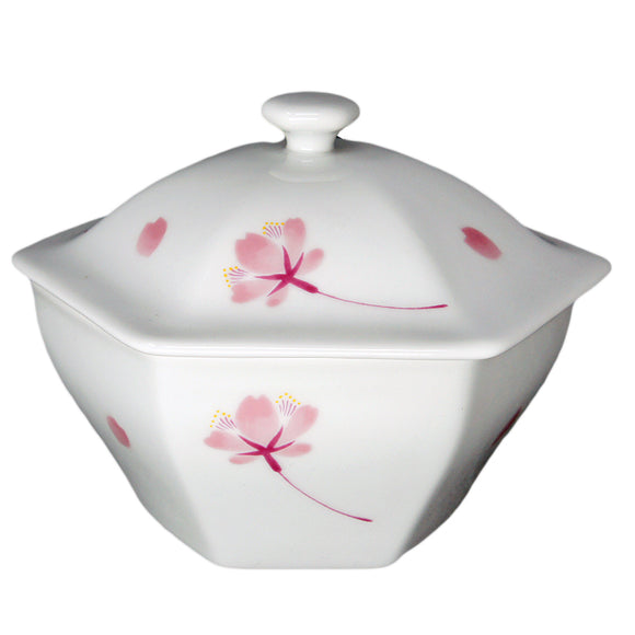 Bowl with Lid Rokkaku Pink Sakura