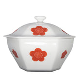 Bowl with Lid Rokkaku Plum Red
