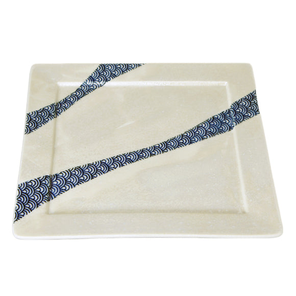 Square Plate Luster Seigaiha