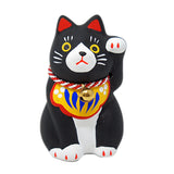 Cat Ornament Maneki Neko Black Small