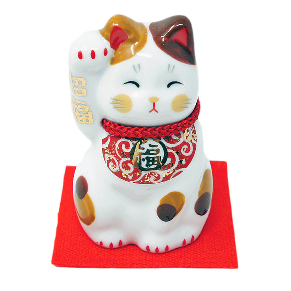 Cat Ornament Maneki Neko Karakusa Red S