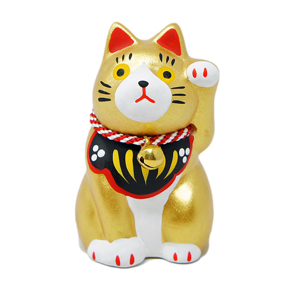 Cat Ornament Maneki Neko Mingei Gold S