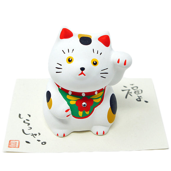 Cat Ornament Maneki Neko Mingei White