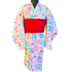 Girls Yukata with Obi Sakura Pastel 100cm