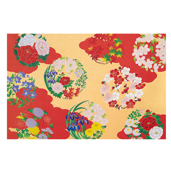 Greeting Card Circle of Japanese Flowers