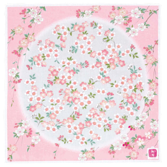 Handkerchief Yuzen Embroidered Yumemi Sakura Pink