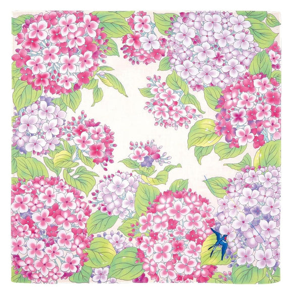Handkerchief Embroidered Hydrangea  Pink