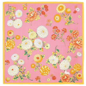 Handkerchief Embroidered Chrysanthemum Pink