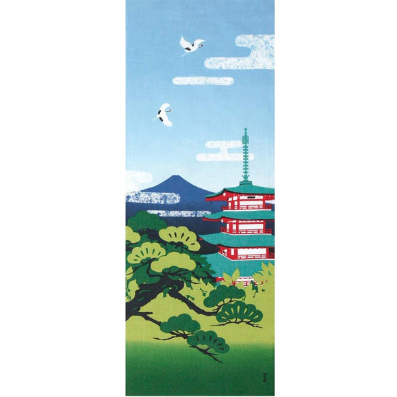 Tenugui Towel Hamamonyo Summer, Five-story Pagoda & Fuji