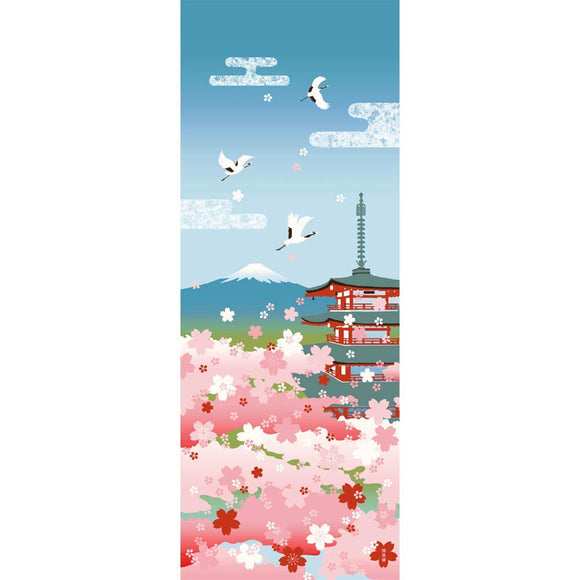 Tenugui Towel Hamamonyo Sakura, Five-story Pagoda & Fuji