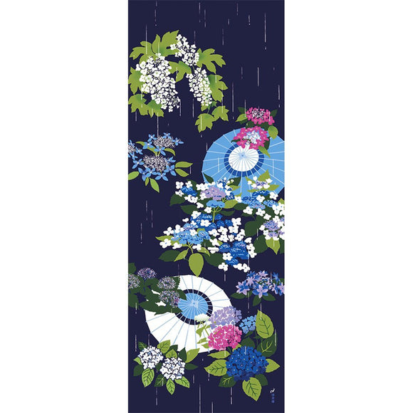 Tenugui Towel Hamamonyo Ajisai Hydrangea in the May Rain