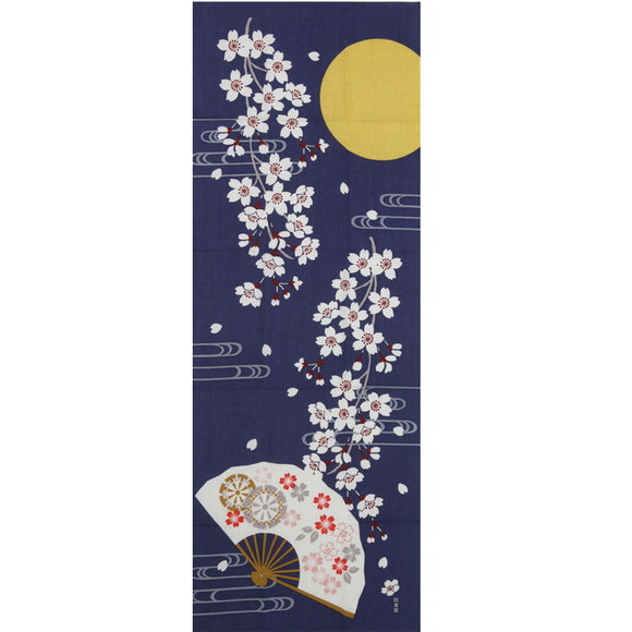 Tenugui Towel Hamamonyo  Fan Cherry Blossom and Moonlight