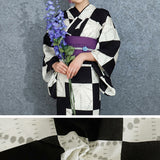 Yukata for Women Checkered with Soft Obi Small Size