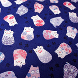 Cloth Colourful Maneki Neko Cat Navy