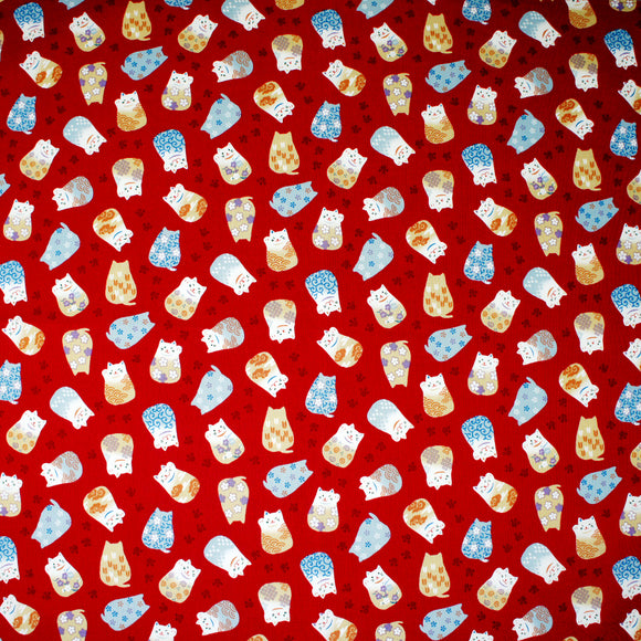 Cloth Colourful Maneki Neko Cat Red